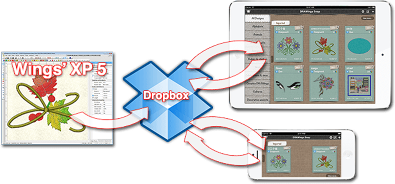 Export designs to Dropbox and sync with ipad